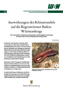 Bild der Titelseite der Publikation: Auswirkungen des Klimawandels auf die Regenwürmer Baden- Württembergs