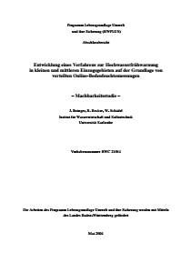 Bild der Titelseite der Publikation: Entwicklung eines Verfahrens zur Hochwasserfrühwarnung in kleinen und mittleren Einzugsgebieten auf der Grundlage von verteilten Online-Bodenfeuchtemessungen Machbarkeitsstudie