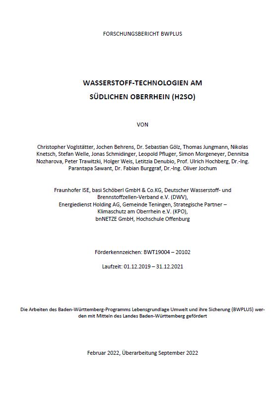 Bild der Titelseite der Publikation: Wasserstofftechnologie am Südlichen Oberrhein
