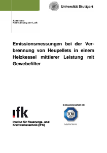 Bild der Titelseite der Publikation: Emissionsmessungen bei der Verbrennung von Heupellets in einem Heizkessel mittlerer Leistung mit Gewebefilter