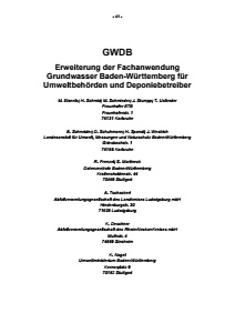 Bild der Titelseite der Publikation: GWDB - Erweiterung der Fachanwendung Grundwasser Baden-Württemberg für Umweltbehörden und Deponiebetreiber