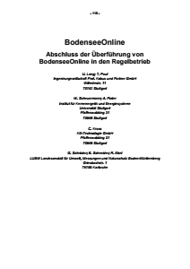 Bild der Titelseite der Publikation: BodenseeOnline - Abschluss der Überführung von BodenseeOnline in den Regelbetrieb