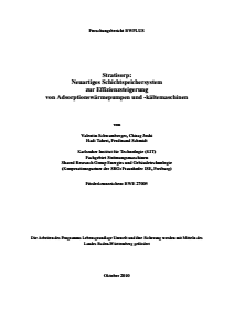 Bild der Titelseite der Publikation: Stratisorp: Neuartiges Schichtspeichersystem zur Effizienzsteigerung von Adsorptionswärmepumpen und -kältemaschinen