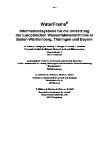 Bild der Titelseite der Publikation: WaterFrame® - Informationssysteme für die Umsetzung der Europäischen Wasserrahmenrichtlinie in Baden-Württemberg, Thüringen und Bayern
