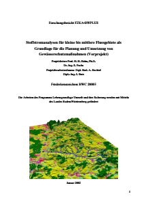 Bild der Titelseite der Publikation: Stoffstromanalysen für kleine bis mittlere Flussgebiete als Grundlage für die Planung und Umsetzung von Gewässerschutzmaßnahmen (Vorprojekt)