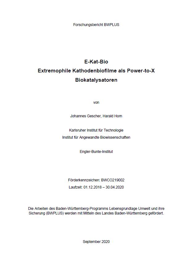 Bild der Titelseite der Publikation: Extremophile Kathodenbiofilme als Power-to-X Biokatalysatoren