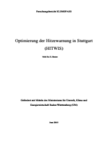 Bild der Titelseite der Publikation: Optimierung der Hitzewarnung in Stuttgart (HITWIS)