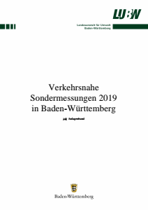 Bild der Titelseite der Publikation: Verkehrsnahe Sondermessungen 2019 in Baden-Württemberg