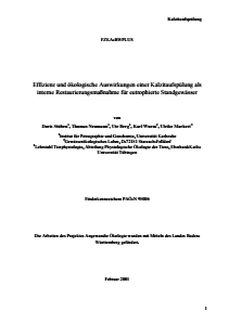 Bild der Titelseite der Publikation: Effizienz und ökologische Auswirkungen einer Kalzitaufspülung als interne Restaurierungsmaßnahme für eutrophierte Standgewässer