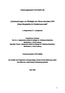 Bild der Titelseite der Publikation: Untersuchungen zur Ökologie von Pinus rotundata (Moor-Bergkiefer) im Südschwarzwald