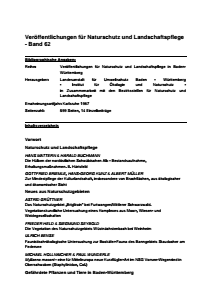Bild der Titelseite der Publikation: Band 62 - Veröffentlichungen für Naturschutz und Landschaftspflege in Baden-Württemberg