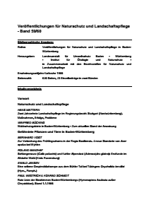 Bild der Titelseite der Publikation: Band 59/60 - Veröffentlichungen für Naturschutz und Landschaftspflege in Baden-Württemberg