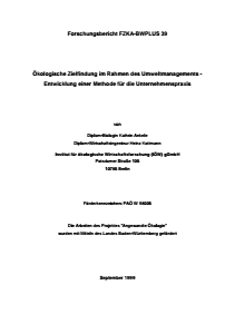 Bild der Titelseite der Publikation: Ökologische Zielfindung im Rahmen des Umweltmanagements - Entwicklung einer Methode für die Unternehmenspraxis