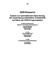 Bild der Titelseite der Publikation: ABR-Research - System zur automatischen Berechnung der Ausbreitung radioaktiver Schadstoffe auf Basis der DWD-Prognosedaten