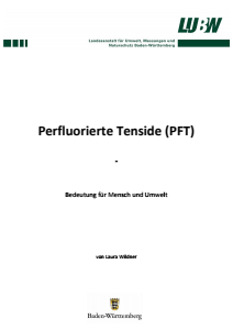 Bild der Titelseite der Publikation: Perfluorierte Tenside (PFT) - Bedeutung für Mensch und Umwelt