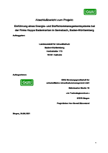 Bild der Titelseite der Publikation: Einführung eines Energie- und Stoffstrommanagementsystems bei der Firma Kappa Badenkarton in Gernsbach (Pilotbetrieb)