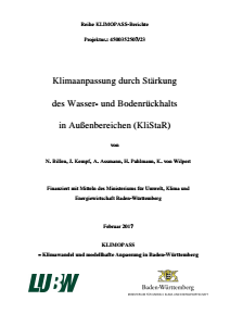Bild der Titelseite der Publikation: Klimaanpassung durch Stärkung des Wasser- und Bodenrückhalts in Außenbereichen (KliStaR)