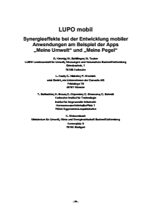 Bild der Titelseite der Publikation: LUPO mobil - Synergieeffekte bei der Entwicklung mobiler Anwendungen am Beispiel der Apps Meine Umwelt und Meine Pegel