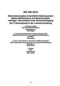 Bild der Titelseite der Publikation: RK UIS 2015 - Rahmenkonzeption Umweltinformationssystem Baden-Württemberg und Neukonzeption wichtiger Teilvorhaben unter Berücksichtigung der IT-Neuordnung in der Landesverwaltung