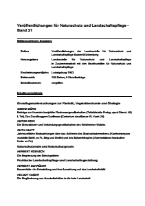 Bild der Titelseite der Publikation: Band 31 - Veröffentlichungen der Landesstelle für Naturschutz und Landschaftspflege Baden-Württemberg