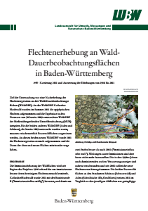 Bild der Titelseite der Publikation: Flechtenerhebung an Wald-Dauerbeobachtungsflächen in Baden-Württemberg
