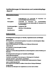 Bild der Titelseite der Publikation: Band 37 - Veröffentlichungen der Landesstelle für Naturschutz und Landschaftspflege Baden-Württemberg