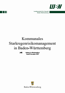 Bild der Titelseite der Publikation: Kommunales Starkregenrisikomanagement in Baden-Württemberg - Risikoanalyse