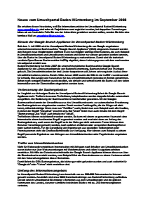 Bild der Titelseite der Publikation: Einsatz der Google Search Appliance im Umweltportal Baden-Württemberg