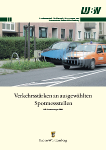 Bild der Titelseite der Publikation: Verkehrsstärken an ausgewählten Spotmessstellen. Auswertungen 2008