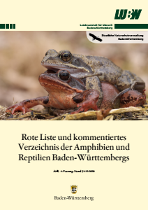Bild der Titelseite der Publikation: Rote Liste und kommentiertes Verzeichnis der Amphibien und Reptilien Baden-Württembergs