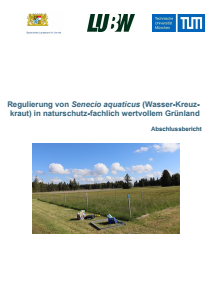 Bild der Titelseite der Publikation: Regulierung von Senecio aquaticus (Wasser-Greiskraut) in naturschutzfachlich wertvollem Grünland