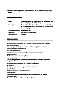 Bild der Titelseite der Publikation: Band 33 - Veröffentlichungen der Landesstelle für Naturschutz und Landschaftspflege Baden-Württemberg