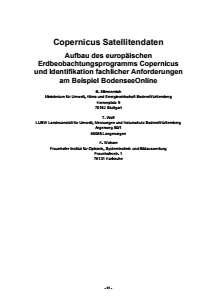 Bild der Titelseite der Publikation: Copernicus Satellitendaten - Aufbau des europäischen Erdbeobachtungsprogramms Copernicus und Identifikation fachlicher Anforderungen am Beispiel BodenseeOnline