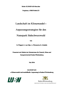 Bild der Titelseite der Publikation: Landschaft im Klimawandel - Anpassungsstrategien für den Naturpark Südschwarzwald
