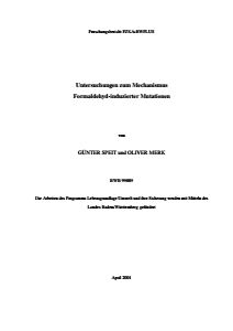 Bild der Titelseite der Publikation: Untersuchungen zum Mechanismus Formaldehyd-induzierter Mutationen (Teil 2)