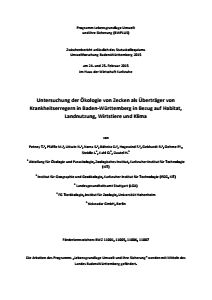 Bild der Titelseite der Publikation: Untersuchung der Ökologie von Zecken als Überträger von Krankheitserregern in Baden-Württemberg im Bezug auf Habitat, Landnutzung, Wirtstiere und Klima