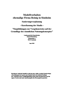 Bild der Titelseite der Publikation: Modellvorhaben ehemalige Firma Reinig in Sinsheim