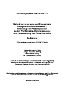 Bild der Titelseite der Publikation: Nahwärmeversorgung und Erneuerbare Energien im Gebäudebestand