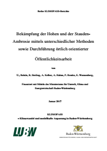 Bild der Titelseite der Publikation: Bekämpfung der Hohen und der Stauden-Ambrosie mittels unterschiedlicher Methoden sowie Durchführung örtlich orientierter Öffentlichkeitsarbeit