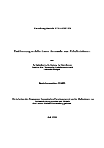 Bild der Titelseite der Publikation: Entfernung oxidierbarer Aerosole aus Abluftströmen