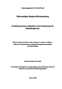 Bild der Titelseite der Publikation: Wärmeatlas Baden-Württemberg - Erstellung eines Leitfadens und Umsetzung für Modellregionen