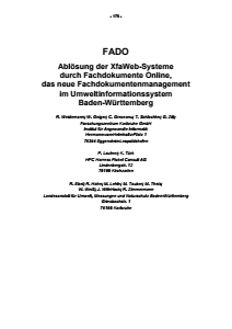 Bild der Titelseite der Publikation: FADO - Ablösung der XfaWeb-Systeme durch Fachdokumente Online, das neue Fachdokumentenmanagement im Umweltinformationssystem Baden-Württemberg