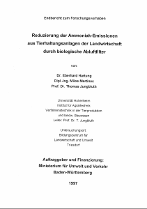 Bild der Titelseite der Publikation: Reduzierung der Ammoniak-Emissionen aus Tierhaltungsanlagen der Landwirtschaft durch biologische Abluftfilter