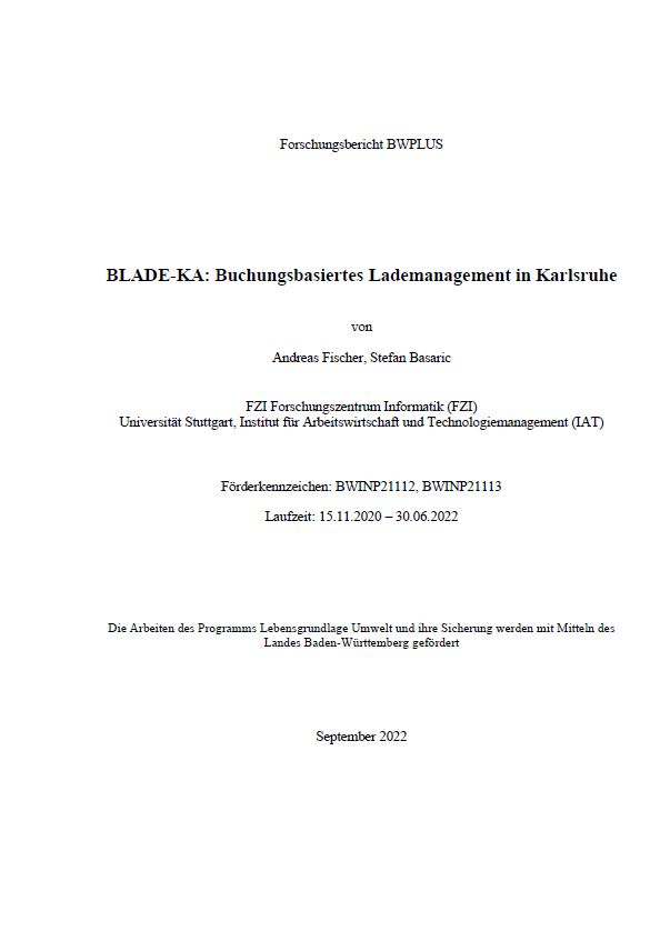 Bild der Titelseite der Publikation: Buchungsbasiertes Lademanagement in Karlsruhe