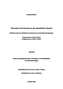 Bild der Titelseite der Publikation: Pharmaka und Hormone in der aquatischen Umwelt - Teilbericht II
