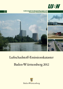 Bild der Titelseite der Publikation: Luftschadstoff-Emissionskataster Baden-Württemberg 2012