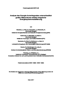 Bild der Titelseite der Publikation: Analyse der Energie-Autarkiepotenziale für Baden-Württemberg mittels Integrierter Energiesystemmodellierung