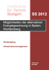 Bild der Titelseite der Publikation: Möglichkeiten der alternativen Energiegewinnung in Baden-Württemberg