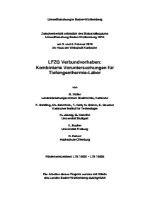Bild der Titelseite der Publikation: Kombinierte Voruntersuchungen für Tiefengeothermie-Labor