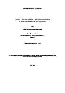 Bild der Titelseite der Publikation: Intebis - Integration von Umweltinformationen in betriebliche Informationssysteme